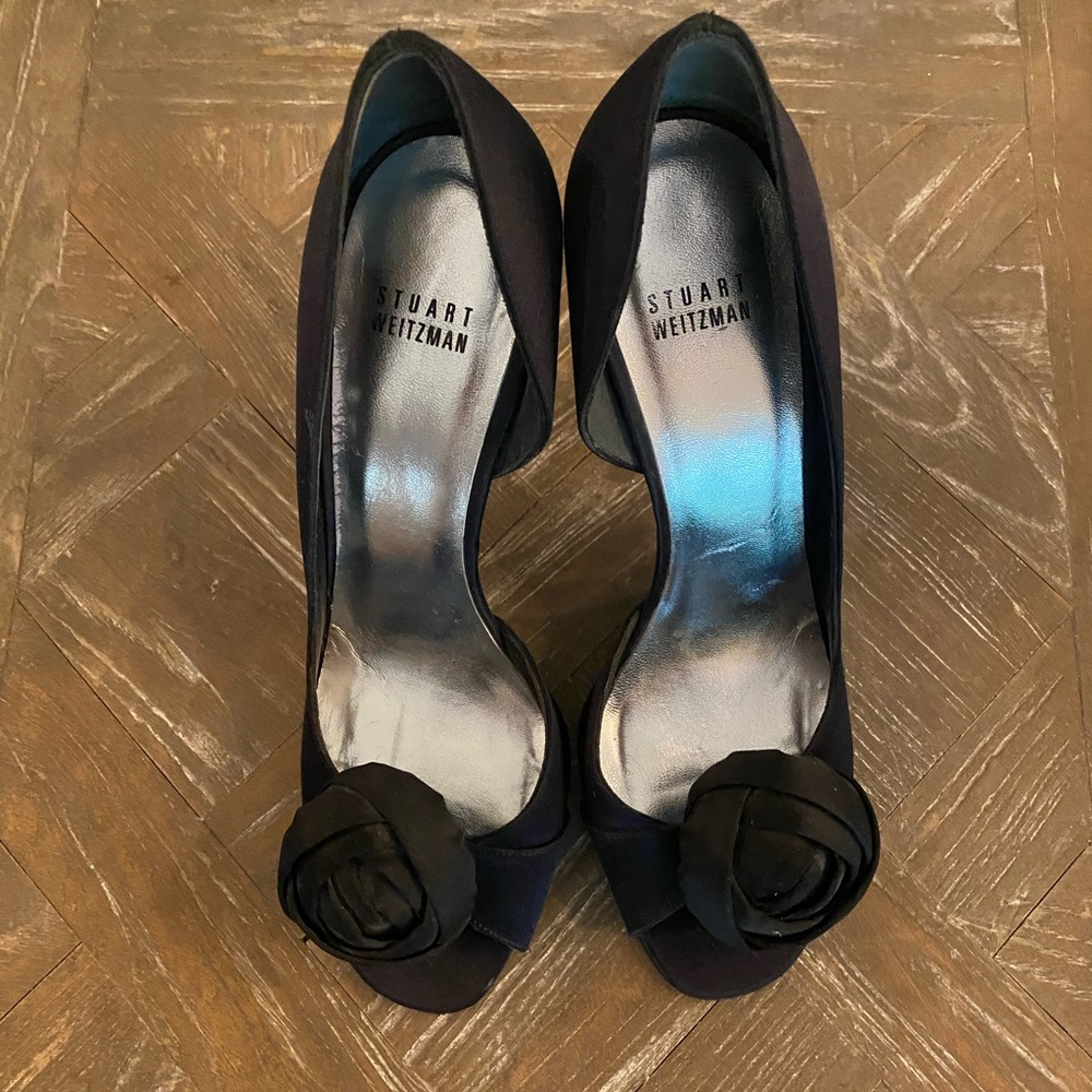 Stuart Weitzman Black Floral Embellished Heels - Picture 7 of 7
